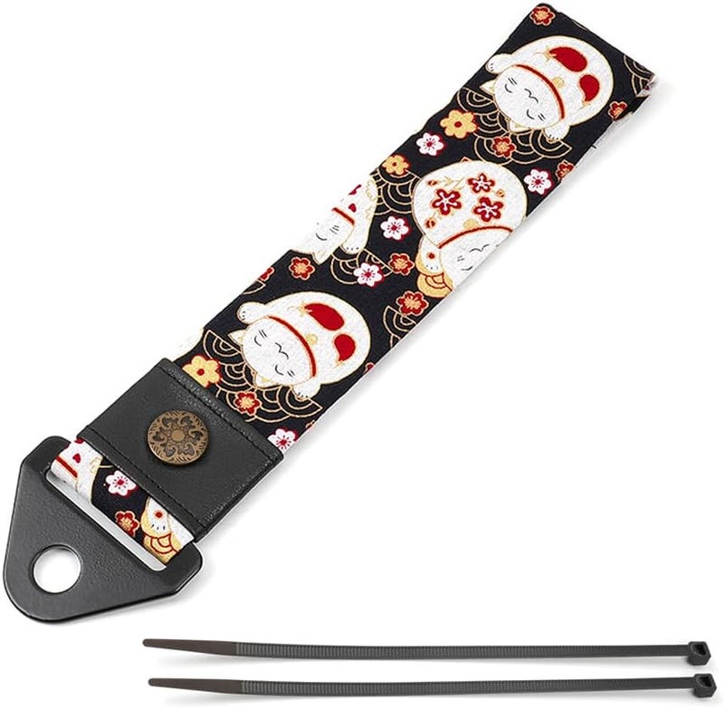 RASTP Racing Tow Strap, Car Modification Sports Trailer Belt Fit for Front or Rear Front Bumper Decorative (Lucky Cat Black) - Image 1